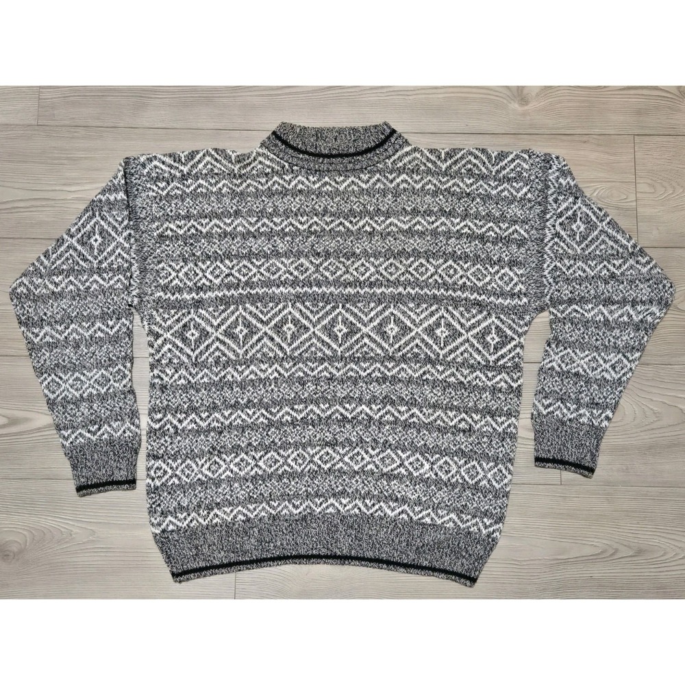 Vintage Knit Pullover Sweater Mens XL Huntinghorn Classics Ramie Gray